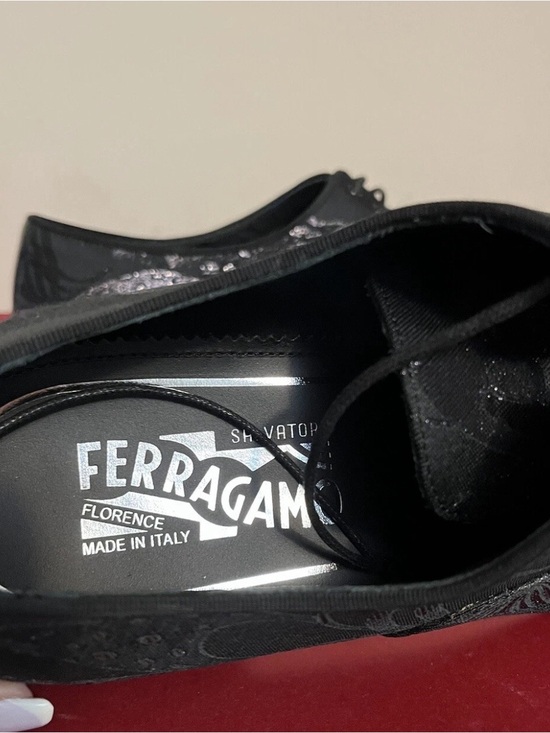 Salvatore Ferragamo belshaw sz 7.5 metallic print Men\'s Black  Lace-Up Dress main image 6